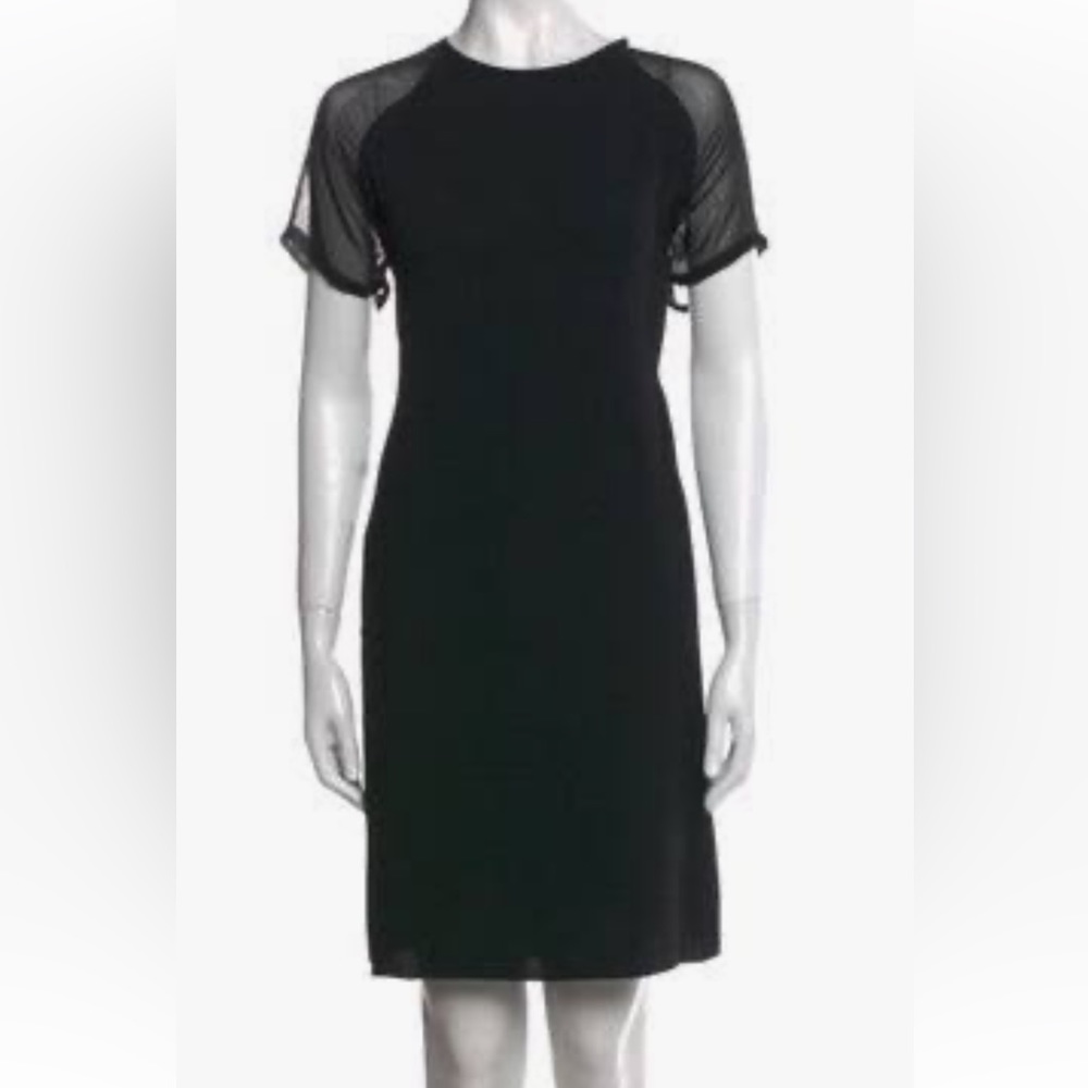 Vince Short Sleeve Crewneck Mesh Sleeves Black Mini Dress size XS